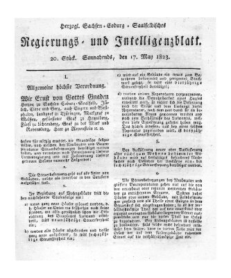 Herzogl.-Sachsen-Coburg-Saalfeldisches Regierungs- und Intelligenzblatt (Coburger Regierungs-Blatt) Samstag 17. Mai 1823