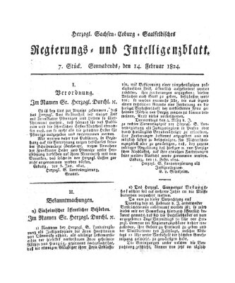 Herzogl.-Sachsen-Coburg-Saalfeldisches Regierungs- und Intelligenzblatt (Coburger Regierungs-Blatt) Samstag 14. Februar 1824