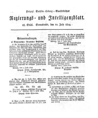 Herzogl.-Sachsen-Coburg-Saalfeldisches Regierungs- und Intelligenzblatt (Coburger Regierungs-Blatt) Samstag 10. Juli 1824