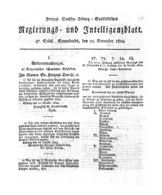 Herzogl.-Sachsen-Coburg-Saalfeldisches Regierungs- und Intelligenzblatt (Coburger Regierungs-Blatt) Sonntag 21. November 1824