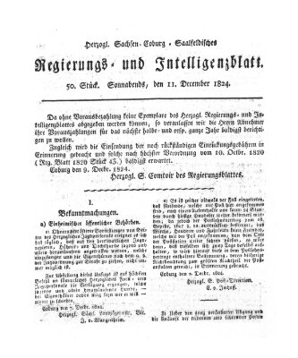 Herzogl.-Sachsen-Coburg-Saalfeldisches Regierungs- und Intelligenzblatt (Coburger Regierungs-Blatt) Samstag 11. Dezember 1824