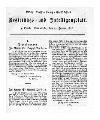 Herzogl.-Sachsen-Coburg-Saalfeldisches Regierungs- und Intelligenzblatt (Coburger Regierungs-Blatt) Samstag 22. Januar 1825