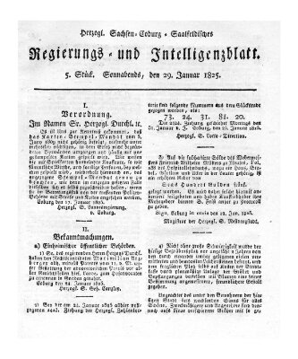 Herzogl.-Sachsen-Coburg-Saalfeldisches Regierungs- und Intelligenzblatt (Coburger Regierungs-Blatt) Samstag 29. Januar 1825