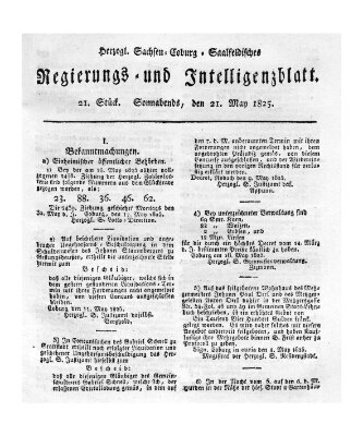 Herzogl.-Sachsen-Coburg-Saalfeldisches Regierungs- und Intelligenzblatt (Coburger Regierungs-Blatt) Samstag 21. Mai 1825