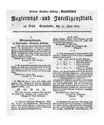 Herzogl.-Sachsen-Coburg-Saalfeldisches Regierungs- und Intelligenzblatt (Coburger Regierungs-Blatt) Samstag 11. Juni 1825