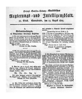 Herzogl.-Sachsen-Coburg-Saalfeldisches Regierungs- und Intelligenzblatt (Coburger Regierungs-Blatt) Samstag 13. August 1825