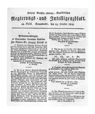 Herzogl.-Sachsen-Coburg-Saalfeldisches Regierungs- und Intelligenzblatt (Coburger Regierungs-Blatt) Samstag 29. Oktober 1825