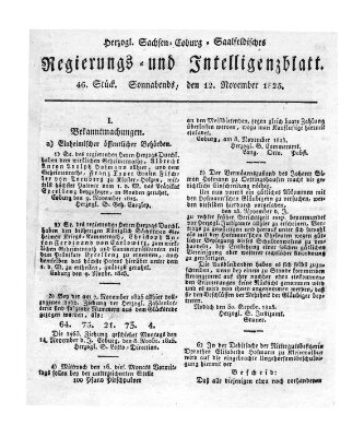 Herzogl.-Sachsen-Coburg-Saalfeldisches Regierungs- und Intelligenzblatt (Coburger Regierungs-Blatt) Samstag 12. November 1825