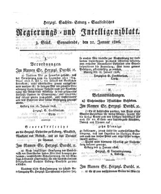 Herzogl.-Sachsen-Coburg-Saalfeldisches Regierungs- und Intelligenzblatt (Coburger Regierungs-Blatt) Samstag 14. Januar 1826