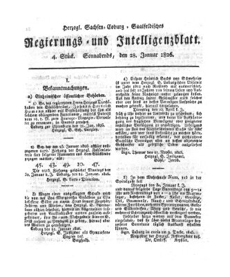 Herzogl.-Sachsen-Coburg-Saalfeldisches Regierungs- und Intelligenzblatt (Coburger Regierungs-Blatt) Samstag 28. Januar 1826