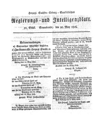 Herzogl.-Sachsen-Coburg-Saalfeldisches Regierungs- und Intelligenzblatt (Coburger Regierungs-Blatt) Samstag 20. Mai 1826