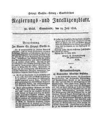 Herzogl.-Sachsen-Coburg-Saalfeldisches Regierungs- und Intelligenzblatt (Coburger Regierungs-Blatt) Samstag 29. Juli 1826