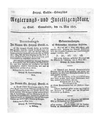 Herzogl.-Sachsen-Coburgisches Regierungs- und Intelligenzblatt (Coburger Regierungs-Blatt) Samstag 12. Mai 1827