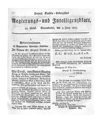 Herzogl.-Sachsen-Coburgisches Regierungs- und Intelligenzblatt (Coburger Regierungs-Blatt) Samstag 9. Juni 1827