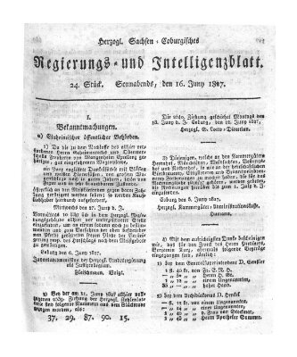 Herzogl.-Sachsen-Coburgisches Regierungs- und Intelligenzblatt (Coburger Regierungs-Blatt) Samstag 16. Juni 1827