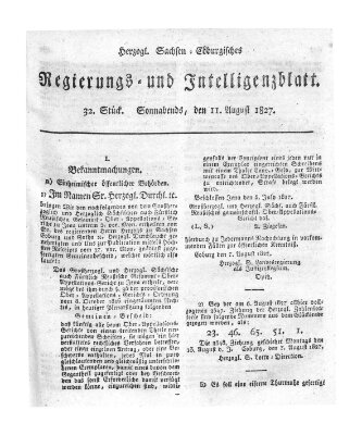 Herzogl.-Sachsen-Coburgisches Regierungs- und Intelligenzblatt (Coburger Regierungs-Blatt) Samstag 11. August 1827