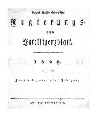 Herzogl.-Sachsen-Coburgisches Regierungs- und Intelligenzblatt (Coburger Regierungs-Blatt) Samstag 5. Januar 1828