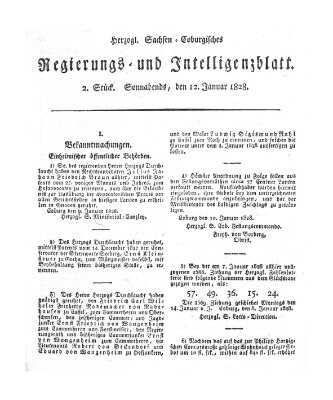 Herzogl.-Sachsen-Coburgisches Regierungs- und Intelligenzblatt (Coburger Regierungs-Blatt) Samstag 12. Januar 1828