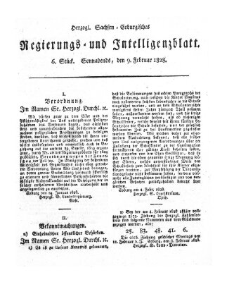 Herzogl.-Sachsen-Coburgisches Regierungs- und Intelligenzblatt (Coburger Regierungs-Blatt) Samstag 9. Februar 1828