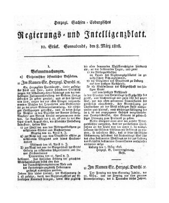 Herzogl.-Sachsen-Coburgisches Regierungs- und Intelligenzblatt (Coburger Regierungs-Blatt) Samstag 8. März 1828