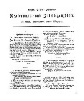 Herzogl.-Sachsen-Coburgisches Regierungs- und Intelligenzblatt (Coburger Regierungs-Blatt) Samstag 22. März 1828