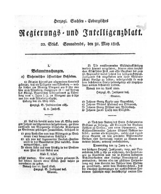Herzogl.-Sachsen-Coburgisches Regierungs- und Intelligenzblatt (Coburger Regierungs-Blatt) Samstag 31. Mai 1828