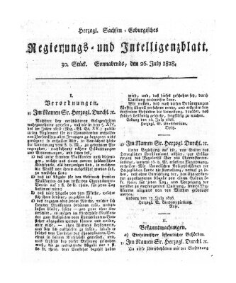 Herzogl.-Sachsen-Coburgisches Regierungs- und Intelligenzblatt (Coburger Regierungs-Blatt) Samstag 26. Juli 1828