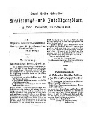 Herzogl.-Sachsen-Coburgisches Regierungs- und Intelligenzblatt (Coburger Regierungs-Blatt) Samstag 16. August 1828