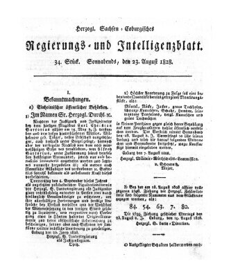 Herzogl.-Sachsen-Coburgisches Regierungs- und Intelligenzblatt (Coburger Regierungs-Blatt) Samstag 23. August 1828