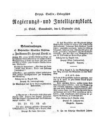 Herzogl.-Sachsen-Coburgisches Regierungs- und Intelligenzblatt (Coburger Regierungs-Blatt) Samstag 6. September 1828