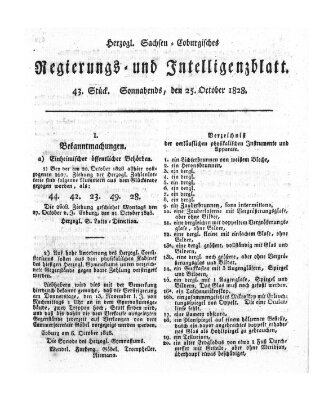 Herzogl.-Sachsen-Coburgisches Regierungs- und Intelligenzblatt (Coburger Regierungs-Blatt) Samstag 25. Oktober 1828