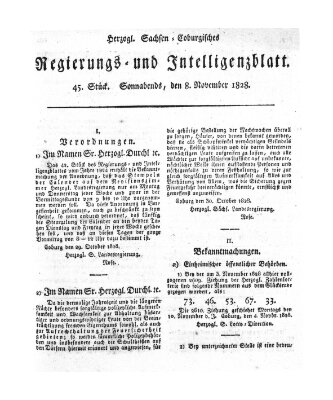 Herzogl.-Sachsen-Coburgisches Regierungs- und Intelligenzblatt (Coburger Regierungs-Blatt) Samstag 8. November 1828