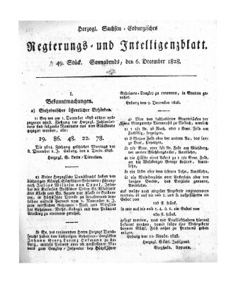 Herzogl.-Sachsen-Coburgisches Regierungs- und Intelligenzblatt (Coburger Regierungs-Blatt) Samstag 6. Dezember 1828