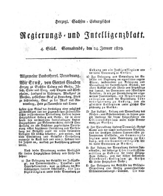 Herzogl.-Sachsen-Coburgisches Regierungs- und Intelligenzblatt (Coburger Regierungs-Blatt) Samstag 24. Januar 1829