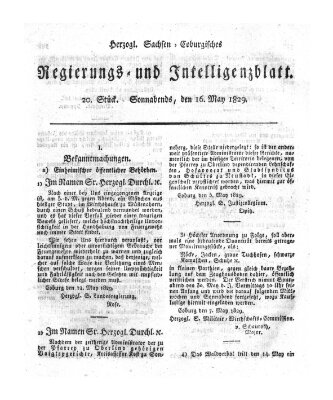 Herzogl.-Sachsen-Coburgisches Regierungs- und Intelligenzblatt (Coburger Regierungs-Blatt) Samstag 16. Mai 1829