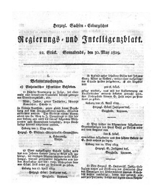 Herzogl.-Sachsen-Coburgisches Regierungs- und Intelligenzblatt (Coburger Regierungs-Blatt) Samstag 30. Mai 1829