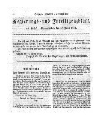 Herzogl.-Sachsen-Coburgisches Regierungs- und Intelligenzblatt (Coburger Regierungs-Blatt) Samstag 27. Juni 1829