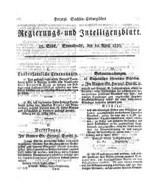 Herzogl.-Sachsen-Coburgisches Regierungs- und Intelligenzblatt (Coburger Regierungs-Blatt) Samstag 10. April 1830