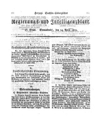 Herzogl.-Sachsen-Coburgisches Regierungs- und Intelligenzblatt (Coburger Regierungs-Blatt) Samstag 24. April 1830