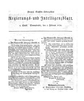 Herzogl.-Sachsen-Coburgisches Regierungs- und Intelligenzblatt (Coburger Regierungs-Blatt) Samstag 5. Februar 1831