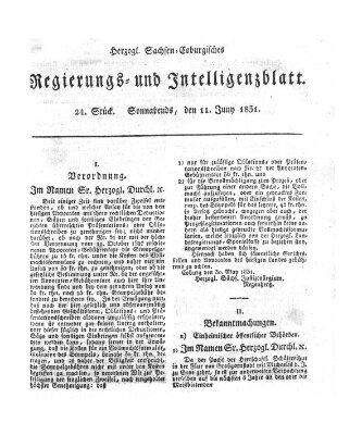 Herzogl.-Sachsen-Coburgisches Regierungs- und Intelligenzblatt (Coburger Regierungs-Blatt) Samstag 11. Juni 1831