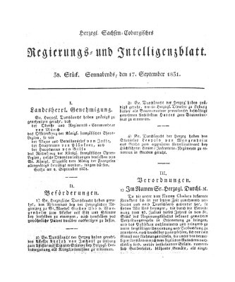 Herzogl.-Sachsen-Coburgisches Regierungs- und Intelligenzblatt (Coburger Regierungs-Blatt) Samstag 17. September 1831