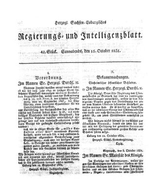 Herzogl.-Sachsen-Coburgisches Regierungs- und Intelligenzblatt (Coburger Regierungs-Blatt) Samstag 15. Oktober 1831