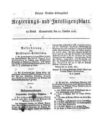 Herzogl.-Sachsen-Coburgisches Regierungs- und Intelligenzblatt (Coburger Regierungs-Blatt) Samstag 22. Oktober 1831