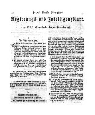 Herzogl.-Sachsen-Coburgisches Regierungs- und Intelligenzblatt (Coburger Regierungs-Blatt) Samstag 10. Dezember 1831