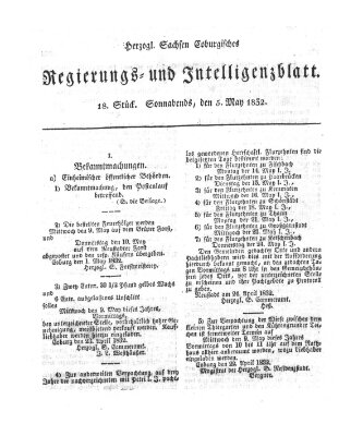 Herzogl.-Sachsen-Coburgisches Regierungs- und Intelligenzblatt (Coburger Regierungs-Blatt) Samstag 5. Mai 1832