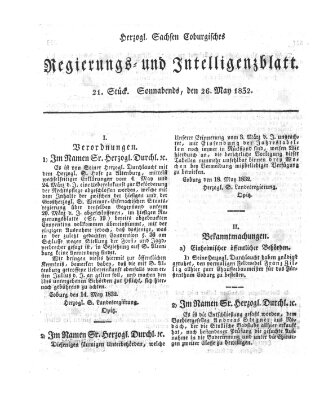 Herzogl.-Sachsen-Coburgisches Regierungs- und Intelligenzblatt (Coburger Regierungs-Blatt) Samstag 26. Mai 1832