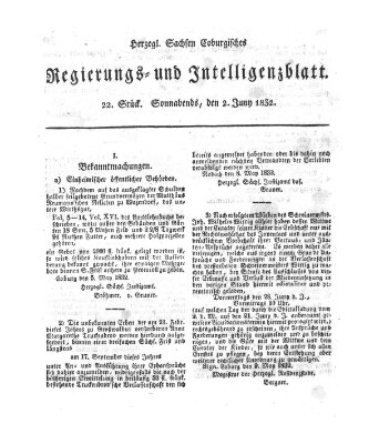 Herzogl.-Sachsen-Coburgisches Regierungs- und Intelligenzblatt (Coburger Regierungs-Blatt) Samstag 2. Juni 1832