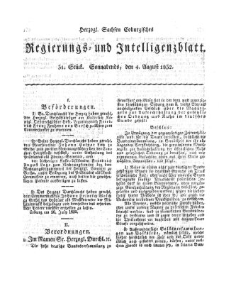 Herzogl.-Sachsen-Coburgisches Regierungs- und Intelligenzblatt (Coburger Regierungs-Blatt) Samstag 4. August 1832
