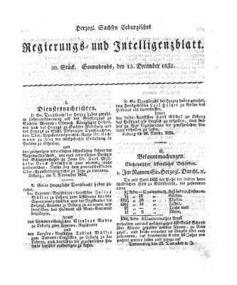 Herzogl.-Sachsen-Coburgisches Regierungs- und Intelligenzblatt (Coburger Regierungs-Blatt) Samstag 15. Dezember 1832